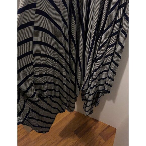 Alya Navy White Striped Maxi Dress M Handkerchief Hem Tie Front Spaghetti Strap - Picture 10 of 10